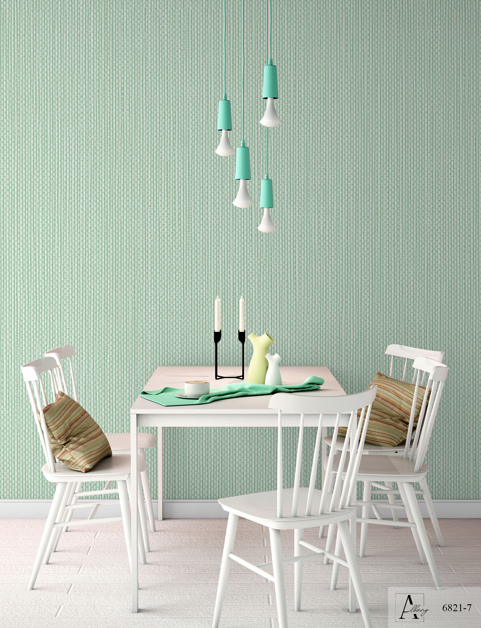 Giấy dán tường màu xanh bạc hà Albany 6821-7 